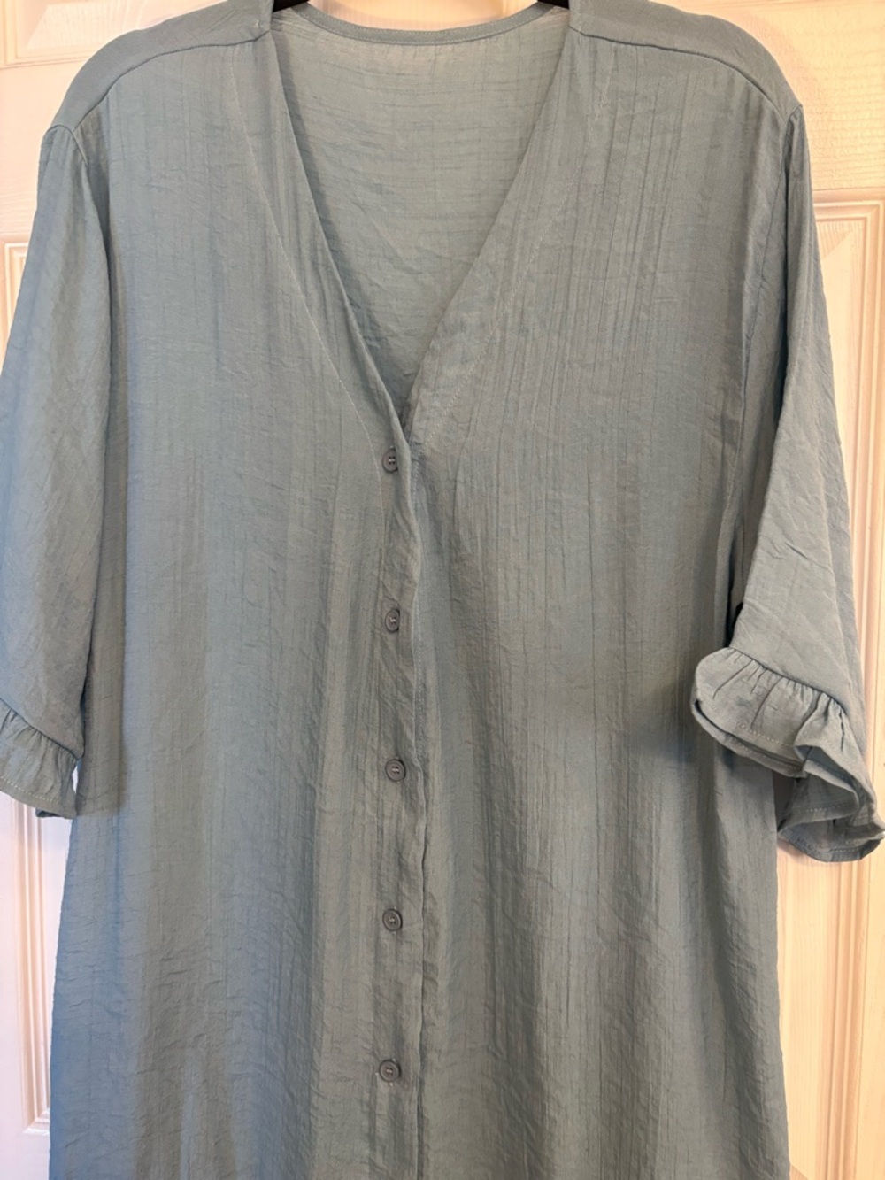 Cupshe Blue Ruffle Hem Cover Up Dress M NWT Button Front Beach Tunic Boho - Picture 8 of 8